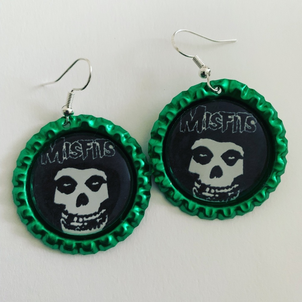 Misfits handcrafted bottle Cap Earrings